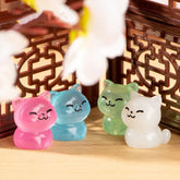1109BA Figurines Miniature Noctilucent Cute Colorful Cat Micro Landscape Ornaments For Hoom Decorations Decor Room Desk Accessories